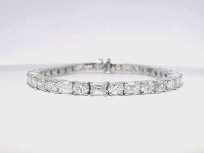 8.96CT Emerald 5.17CT Oval Lab Diamond Bracelet 14k White Gold