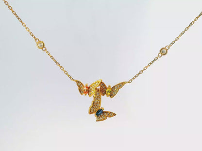 0.51CT Diamond 0.35CT Mixed Sapphire 14k Rose Gold