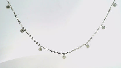 0.42CT  Diamond by The Yard Necklace 14k White Gold