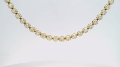 10.10 CT Diamond Bezel Necklace 14K Yellow Gold
