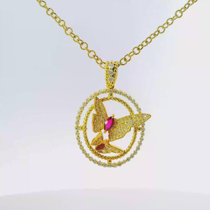 0.83CT Diamond 0.32CT Ruby 14k Yellow Gold