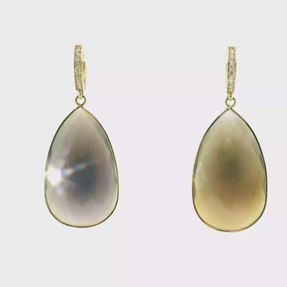 0.15CT Diamond with Blue Agate 14k Yellow Gold Earring