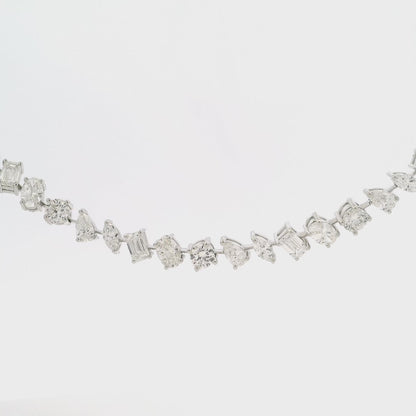 24.57CT Diamond Mixed Shape Tennis Necklace 14k White Gold Lab