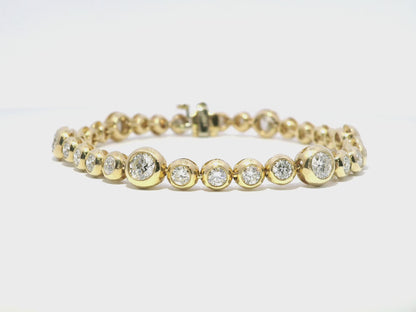 4.05Ct Diamond Bezel Bracelet 14k Yellow Gold