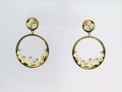 0.18CT Diamond  14k White Gold Pearl Earring