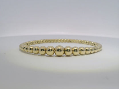 Plain Gold Beads Stretch Bangle 14k Gold