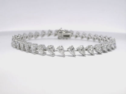6.47CT Pear Shape Lab Diamond Bracelet 14k White Gold