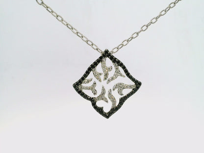 0.65CT Diamond 0.50Ct Black Diamond Pendant 14k White Gold