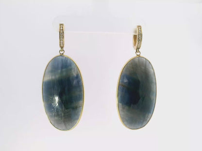 0.20CT Diamond with Blue Sapphire 14k Yellow Gold Earring