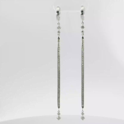 0.74CT Diamond Bar Earring 14k White Gold