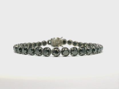 9.97CT Black Diamond Bracelet 18k white Gold