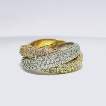 4.75CT Diamond Ring 18k Tricolor Ring