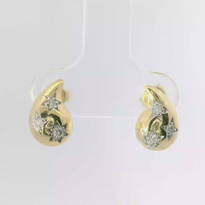 0.13CT Diamond  14k Yellow Gold Earring