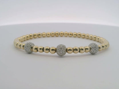 1.45CT Diamond Stretch Bangle 14k Yellow Gold