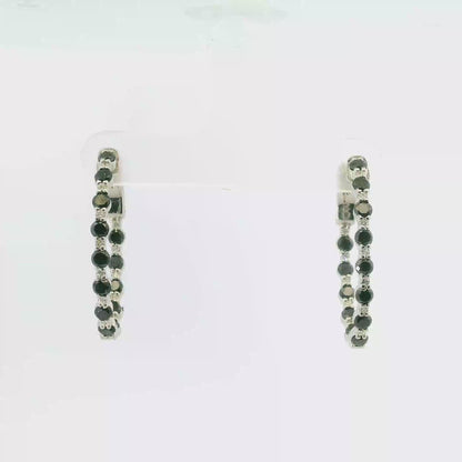 0.24CT Diamond 1.97CT Black Diamond HOOP 14k White Gold Earring