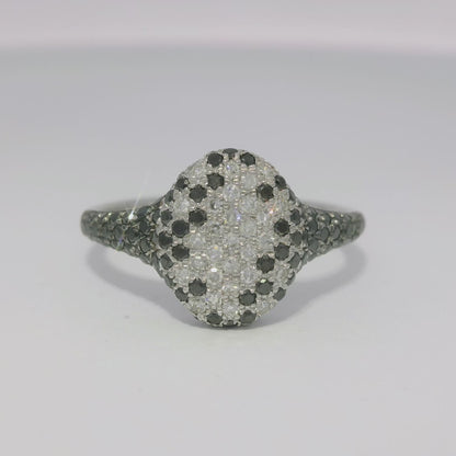 0.15CT Diamond & 0.53CT Black Diamond  Ring 14k White Gold