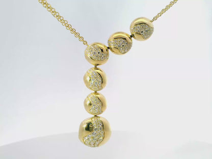 1.62CT Diamond  14k Yellow Gold Water Fall Pendant