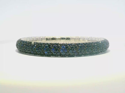 18.30CT Blue Sapphire 14k White Gold Bangle