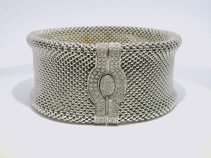 1.25CT Diamond Bangle 14k White Gold