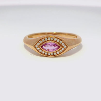 0.08CT Diamond & 0.28CT Pink Sapphire Ring 14k Rose Gold