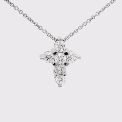 0.92CT Diamond Cross Pendant 14k White Gold