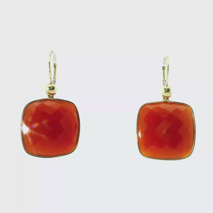 Red Agate 14k Yellow Gold Earring