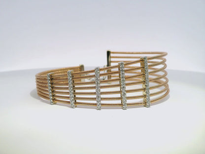 0.54CT Diamond Bangle 14k Rose Gold