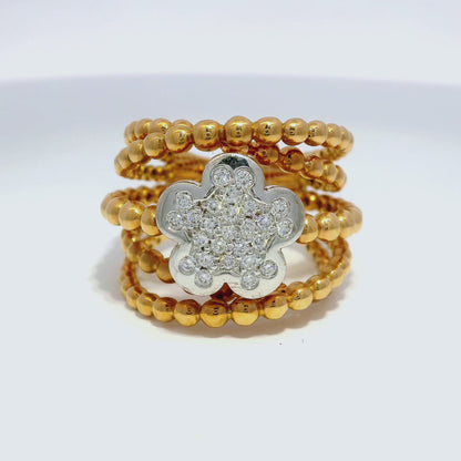 0.33CT Diamond Flower Ring 14K Gold