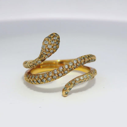 0.63CT Diamond Snake Ring 14K Rose Gold