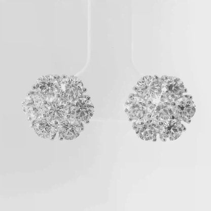 3.51CT Diamond Stud Earrings 14k White Gold