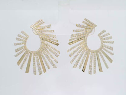 3.53CT Sunburst Earrings 14k Yellow Gold