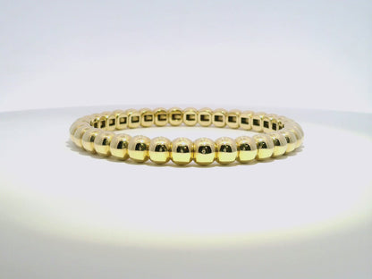Plain Gold Beads Stretch Bangle 14k Gold