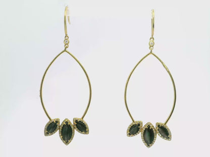 0.39CT Diamond with Black MOP Earrings 14k Yellow Gold