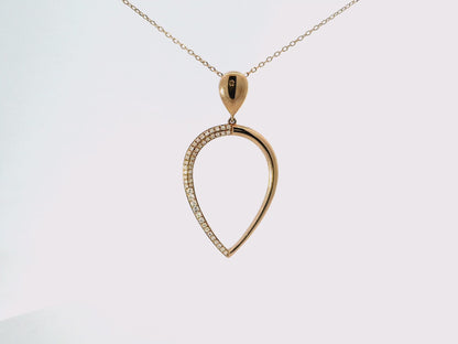 0.16CT Diamond Reverse Teardrop Pendant 14K Yellow Gold