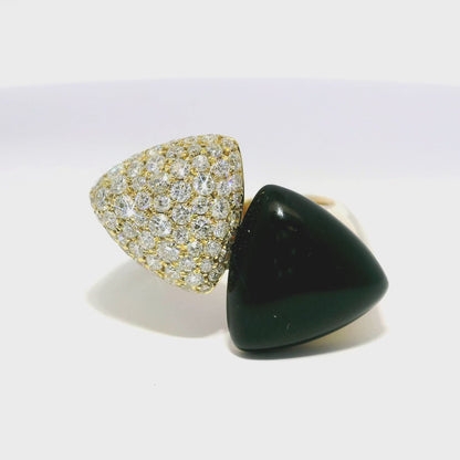 0.99ct Diamond Ring with Black Onyx 14k Yellow Gold