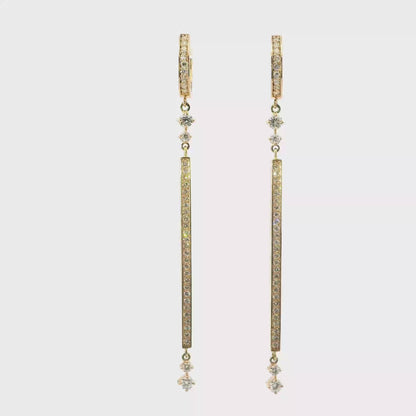 0.95CT Diamond Bar Earring 14k Rose Gold