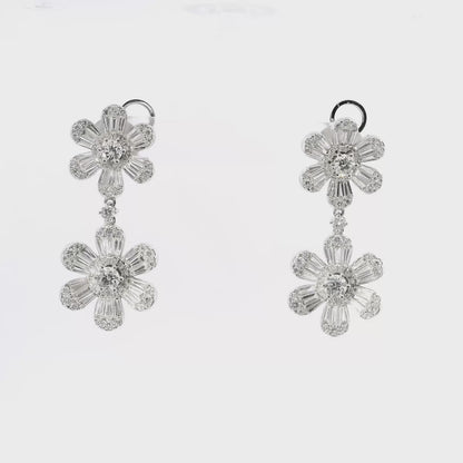 3.92CT Diamond 18k White Gold Earring