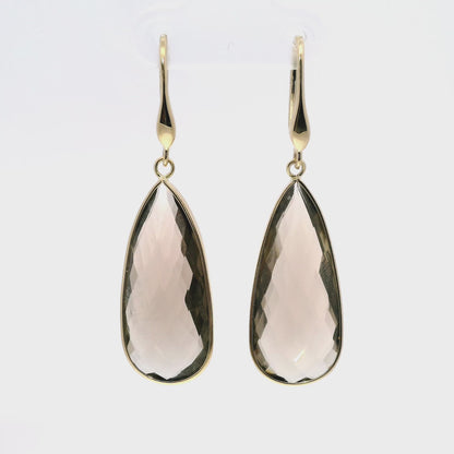 Plain Smokey Quartz Earring 14k Yellow Gold