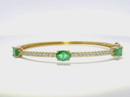 0.66Ct Diamond 2.00Ct Emerald Cut Bangle 14k Yellow Gold