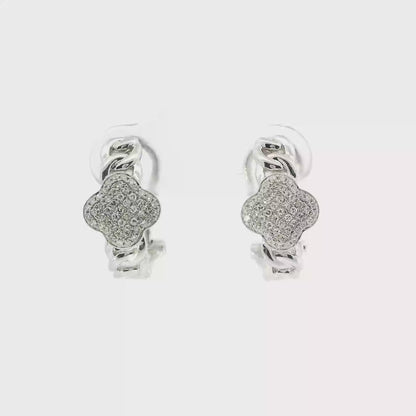 0.22CT Diamond Hoop 14k White Gold Earring