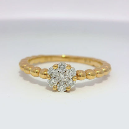 0.28CT Diamond Flower Ring 18K Rose Gold