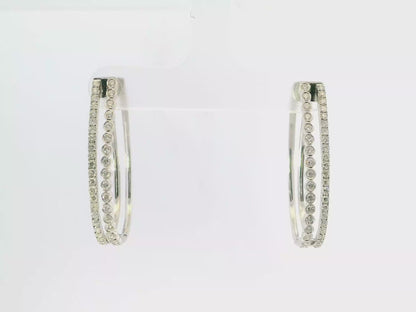 0.80CT Diamond HOOP 14k White Gold Earring