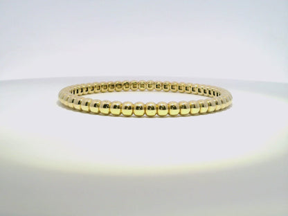 Plain Gold Beads Stretch Bangle 14k Gold