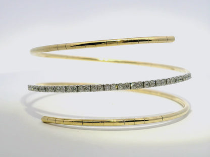 0.79CT Diamond Bangle 14k Yellow Gold