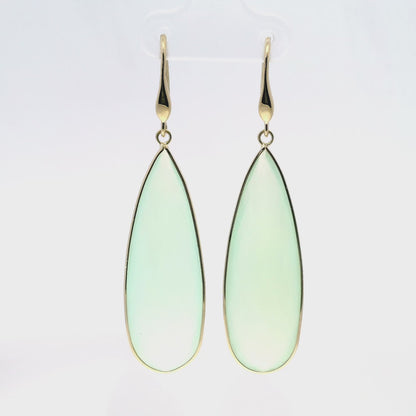 Plain Aqua Stone Earring14k Yellow Gold