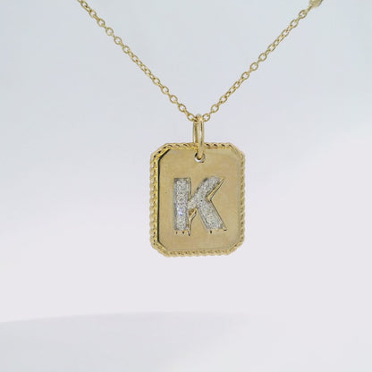 0.19CT Diamond K Initial Pendant 14k Yellow Gold
