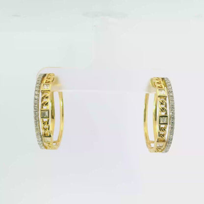 0.56CT Diamond HOOP 14k Yellow Gold Earring