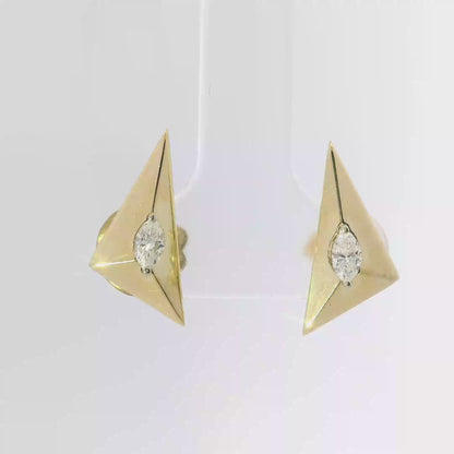 0.20CT Marquise Diamond  14k Yellow Gold Earring