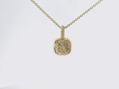 0.42CT Diamond Square Pendant 14k Yellow Gold