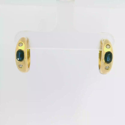 0.12CT Diamond 0.76CT Blue Sapphire 14k Yellow gold Earring